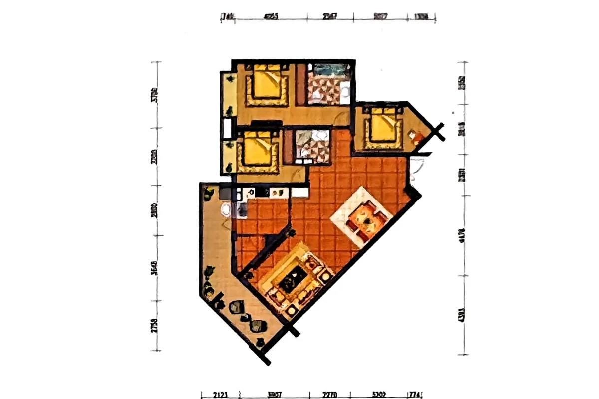 3 Bedrooms 2 Bathrooms Apartment Size 138sqm