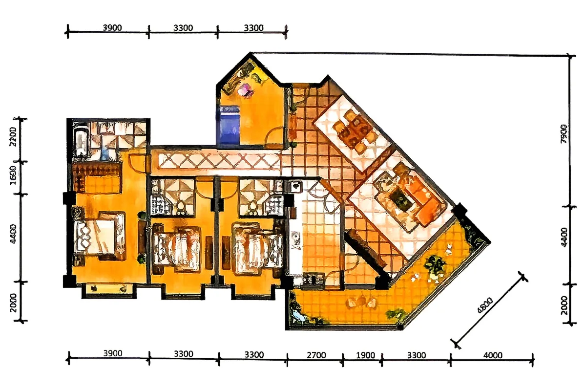 3 Bedrooms 1 Study Room 3 Bathrooms Apartment Size 175sqm