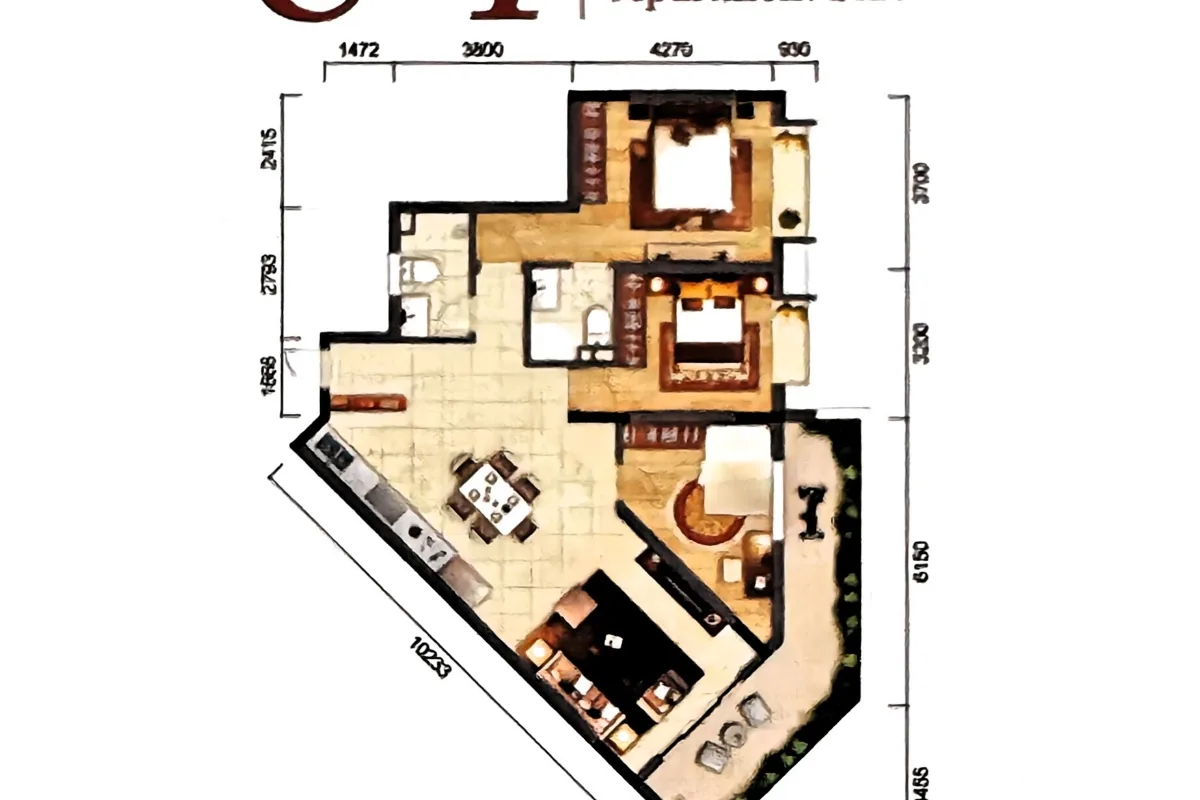 3 Bedrooms 2 Bathrooms Apartment Size 126sqm